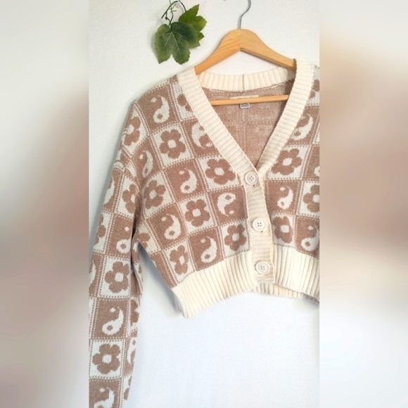 American Eagle Outfitters Crop Sweater Retro Vintage 90"s Cottagecore Grunge XS - Picture 2 of 5